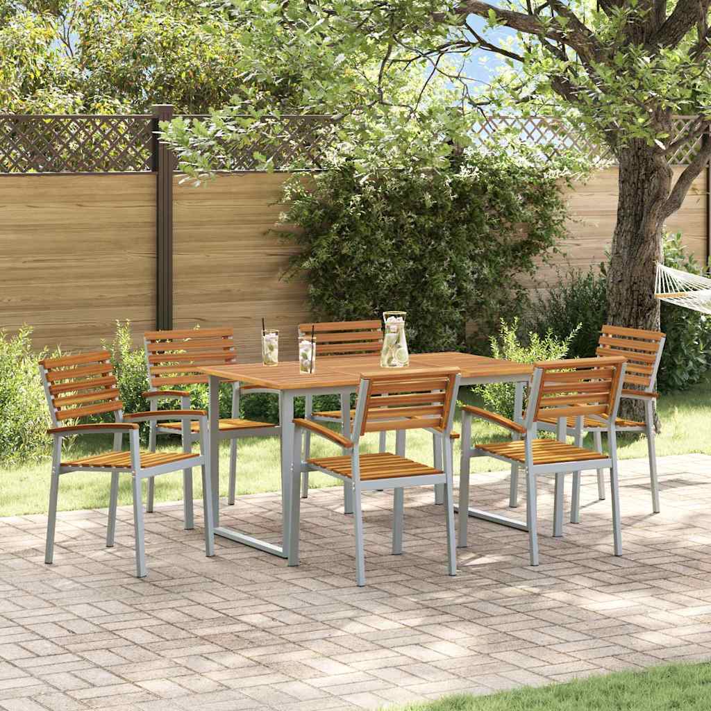 Garten Essgruppe 7 pcs Grau und Braun Akazie Massivholz