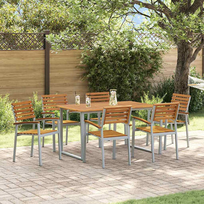Garten Essgruppe 7 pcs Grau und Braun Akazie Massivholz