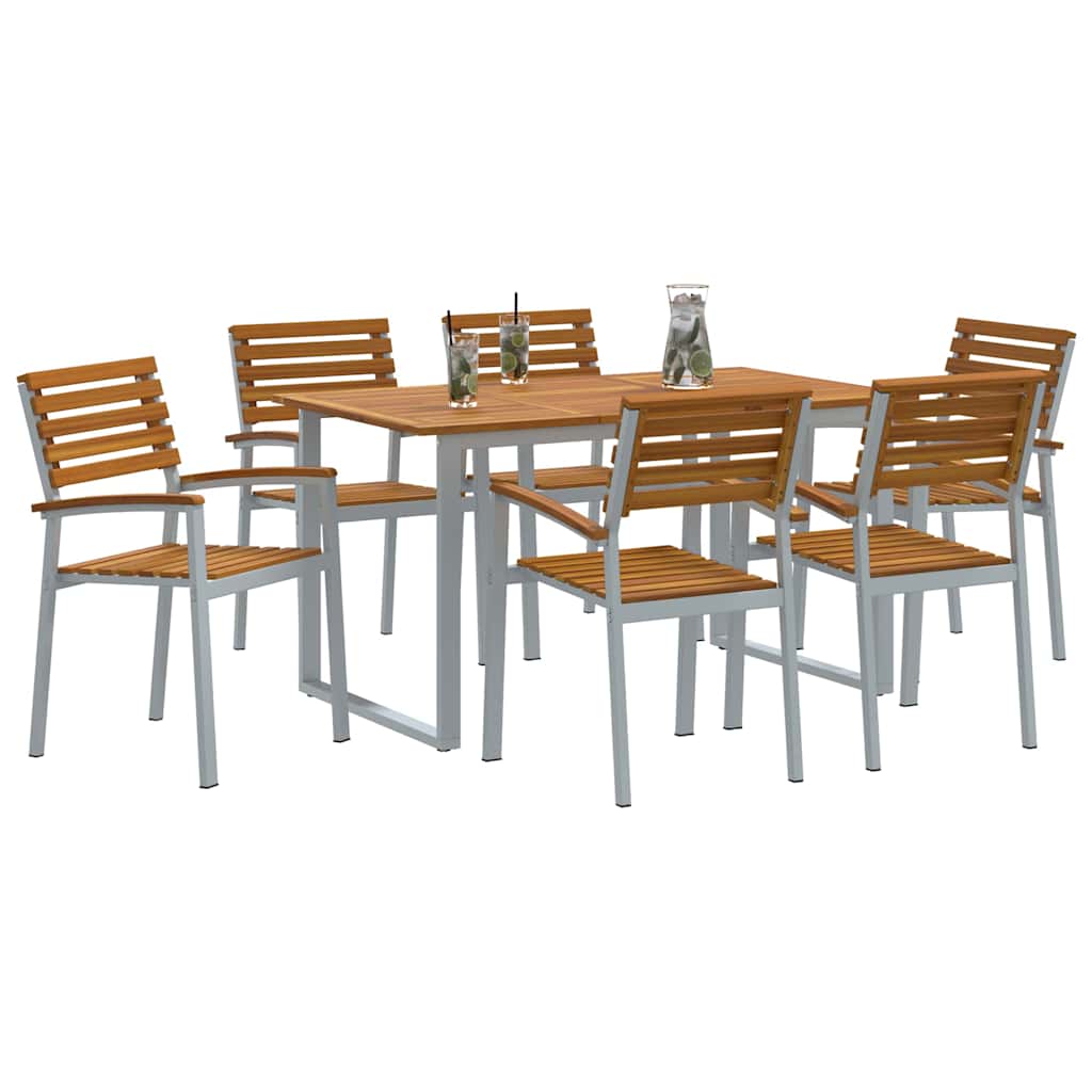 Garten Essgruppe 7 pcs Grau und Braun Akazie Massivholz