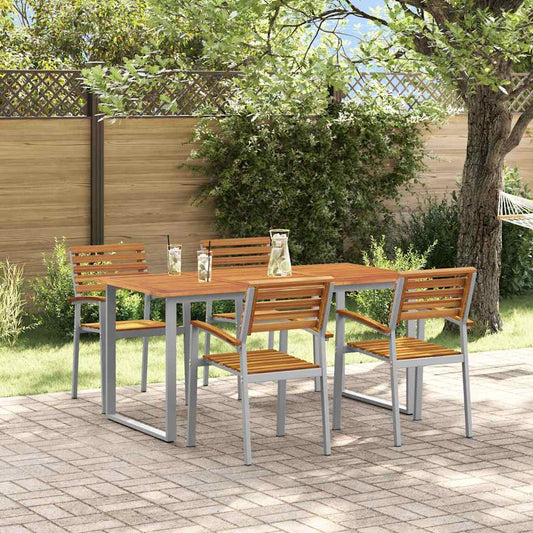 Garten Essgruppe 5 pcs Grau und Braun Akazie Massivholz