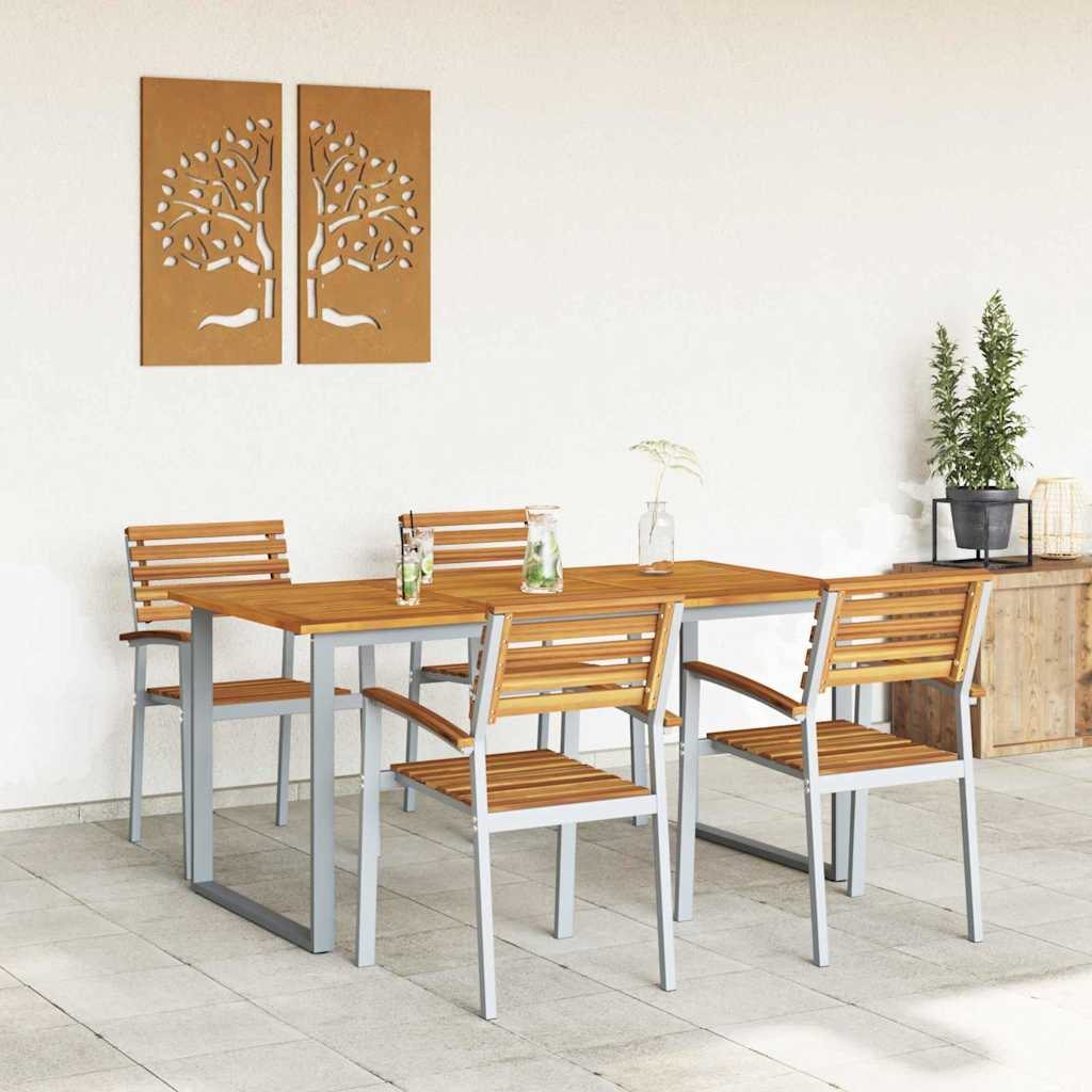 Garten Essgruppe 5 pcs Grau und Braun Akazie Massivholz