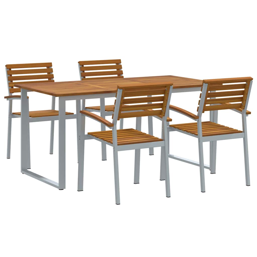 Garten Essgruppe 5 pcs Grau und Braun Akazie Massivholz