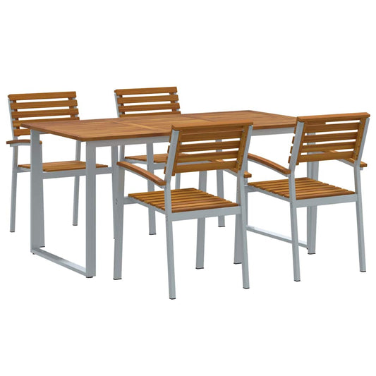 Garten Essgruppe 5 pcs Grau und Braun Akazie Massivholz