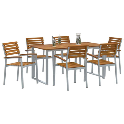Garten Essgruppe 7 pcs Grau und Braun Akazie Massivholz