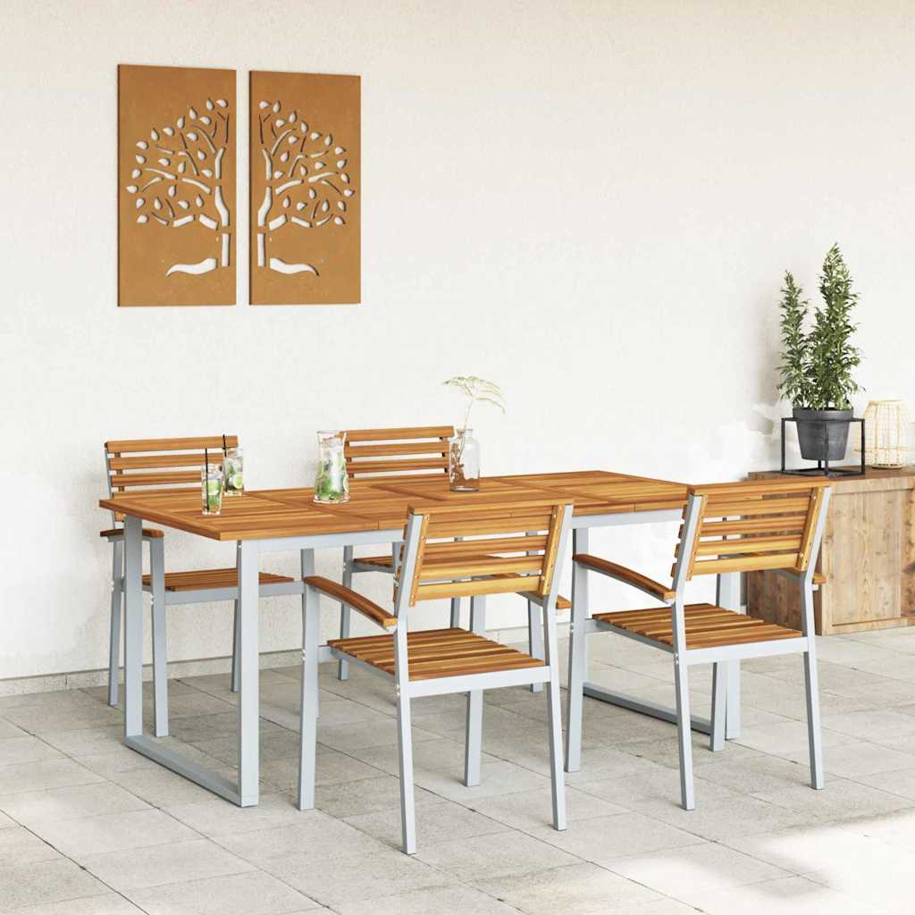 Garten Essgruppe 5 pcs Grau und Braun Akazie Massivholz