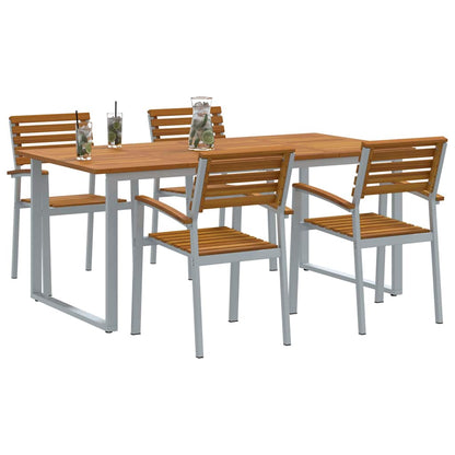 Garten Essgruppe 5 pcs Grau und Braun Akazie Massivholz