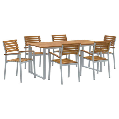 Garten Essgruppe 7 pcs Grau und Braun Akazie Massivholz