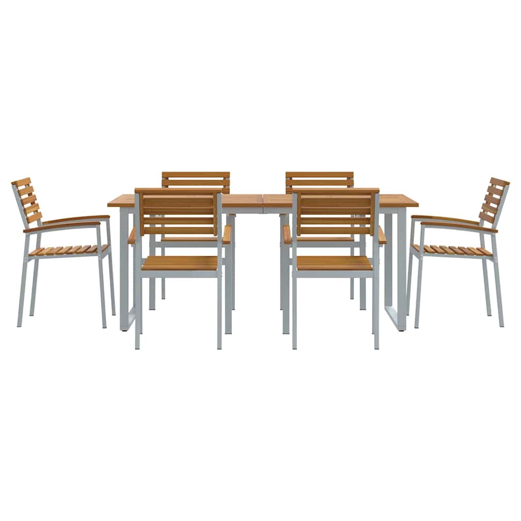 Garten Essgruppe 7 pcs Grau und Braun Akazie Massivholz