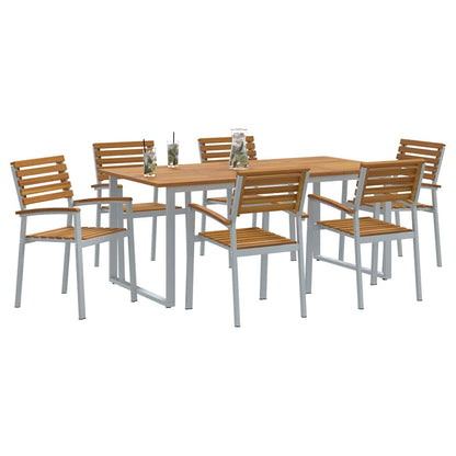 Garten Essgruppe 7 pcs Grau und Braun Akazie Massivholz