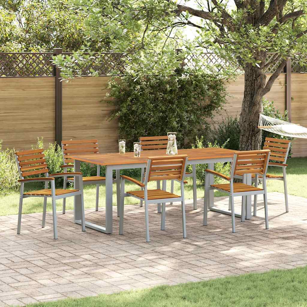 Garten Essgruppe 7 pcs Grau und Braun Akazie Massivholz