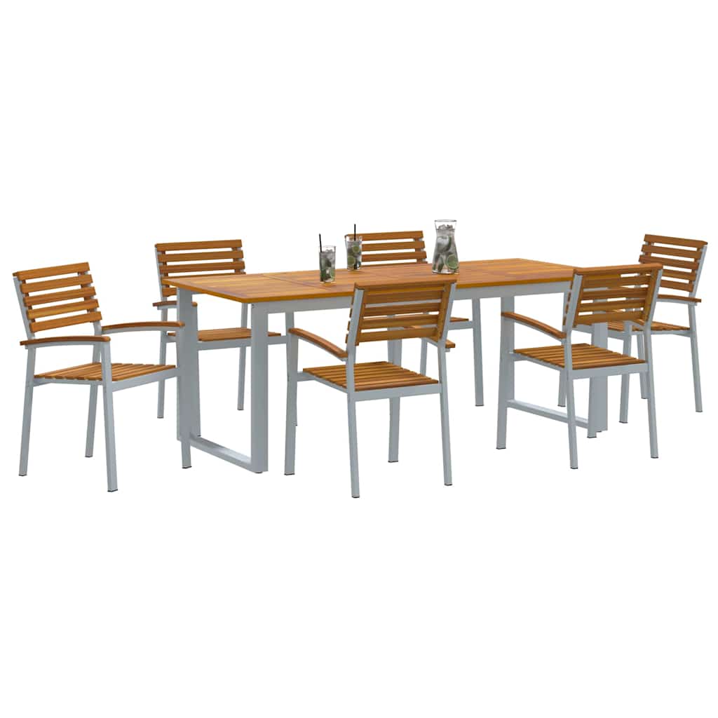 Garten Essgruppe 7 pcs Grau und Braun Akazie Massivholz