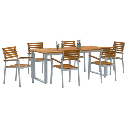 Garten Essgruppe 7 pcs Grau und Braun Akazie Massivholz