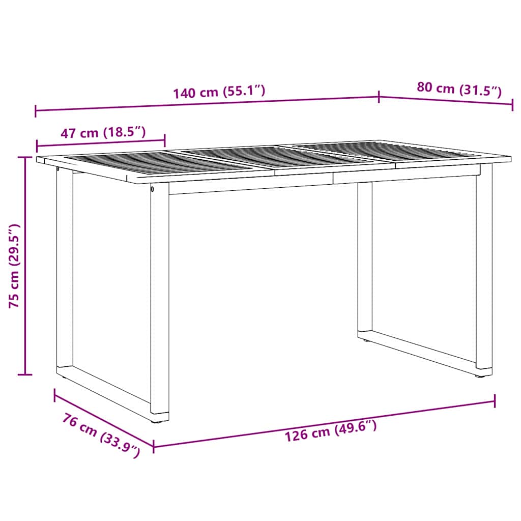 Garten Essgruppe 5 pcs Grau und Braun 140 x 80 x 75 cm