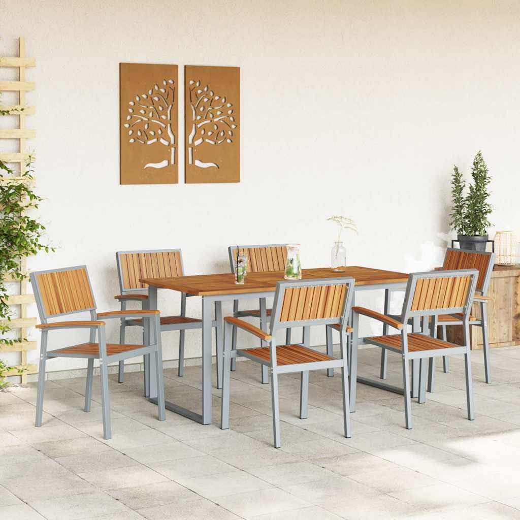 Garten Essgruppe 7 pcs Grau und Braun 160 x 80 x 75 cm