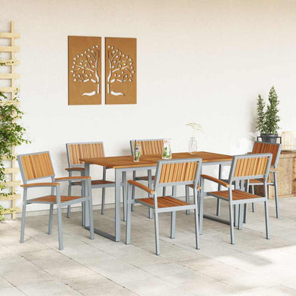 Garten Essgruppe 7 pcs Grau und Braun 160 x 80 x 75 cm