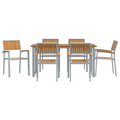 Garten Essgruppe 7 pcs Grau und Braun 160 x 80 x 75 cm