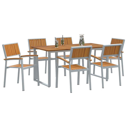 Garten Essgruppe 7 pcs Grau und Braun 160 x 80 x 75 cm