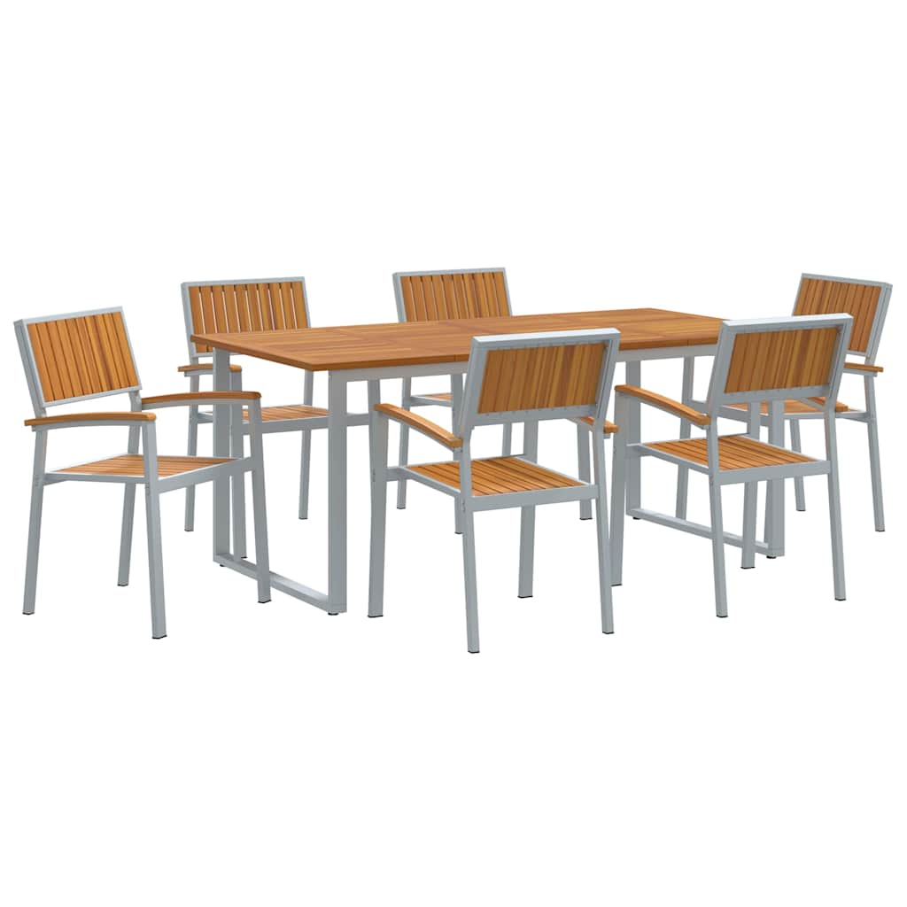 Garten Essgruppe 7 pcs Grau und Braun 180 x 90 x 75 cm