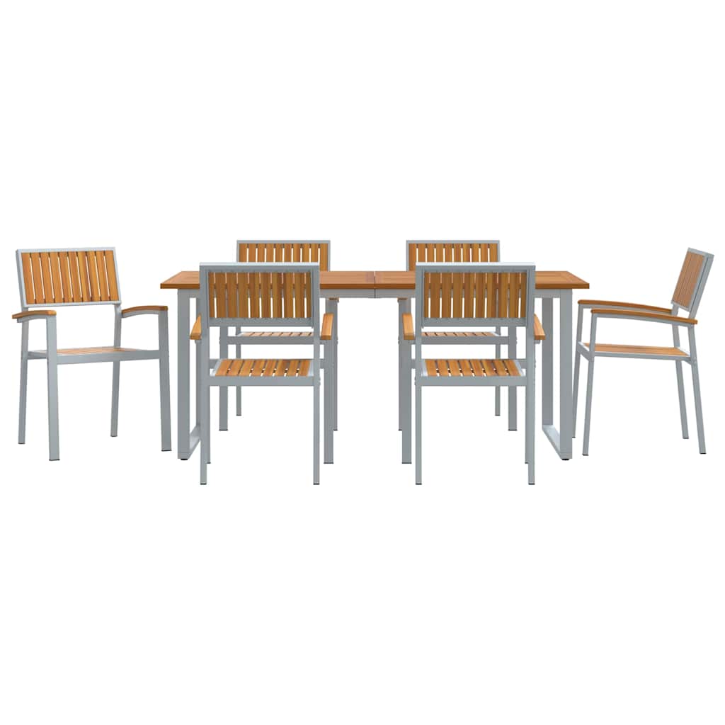Garten Essgruppe 7 pcs Grau und Braun 180 x 90 x 75 cm