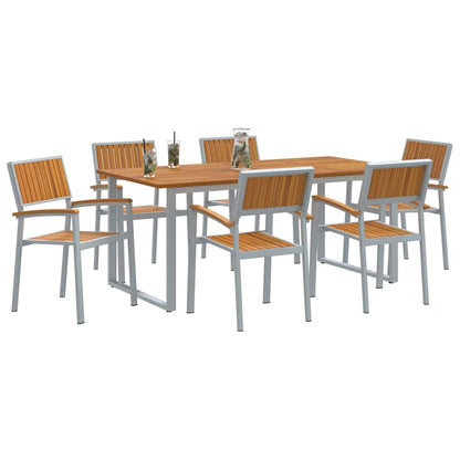 Garten Essgruppe 7 pcs Grau und Braun 180 x 90 x 75 cm