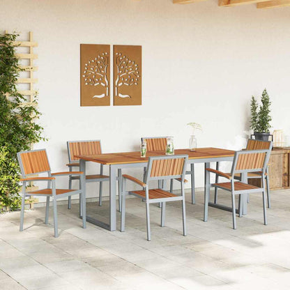 Garten Essgruppe 7 pcs Grau und Braun 200 x 90 x 75 cm