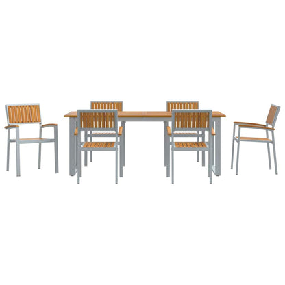 Garten Essgruppe 7 pcs Grau und Braun 200 x 90 x 75 cm