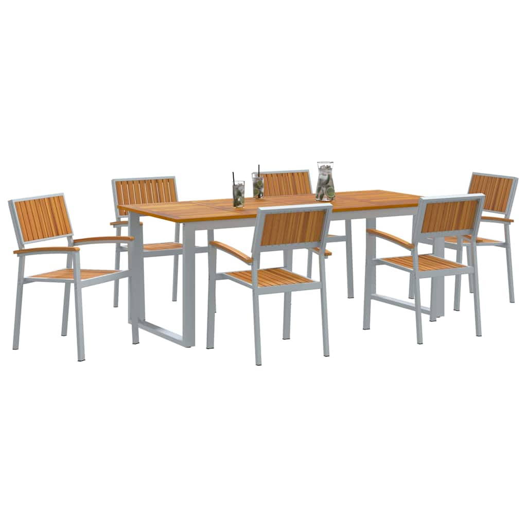 Garten Essgruppe 7 pcs Grau und Braun 200 x 90 x 75 cm