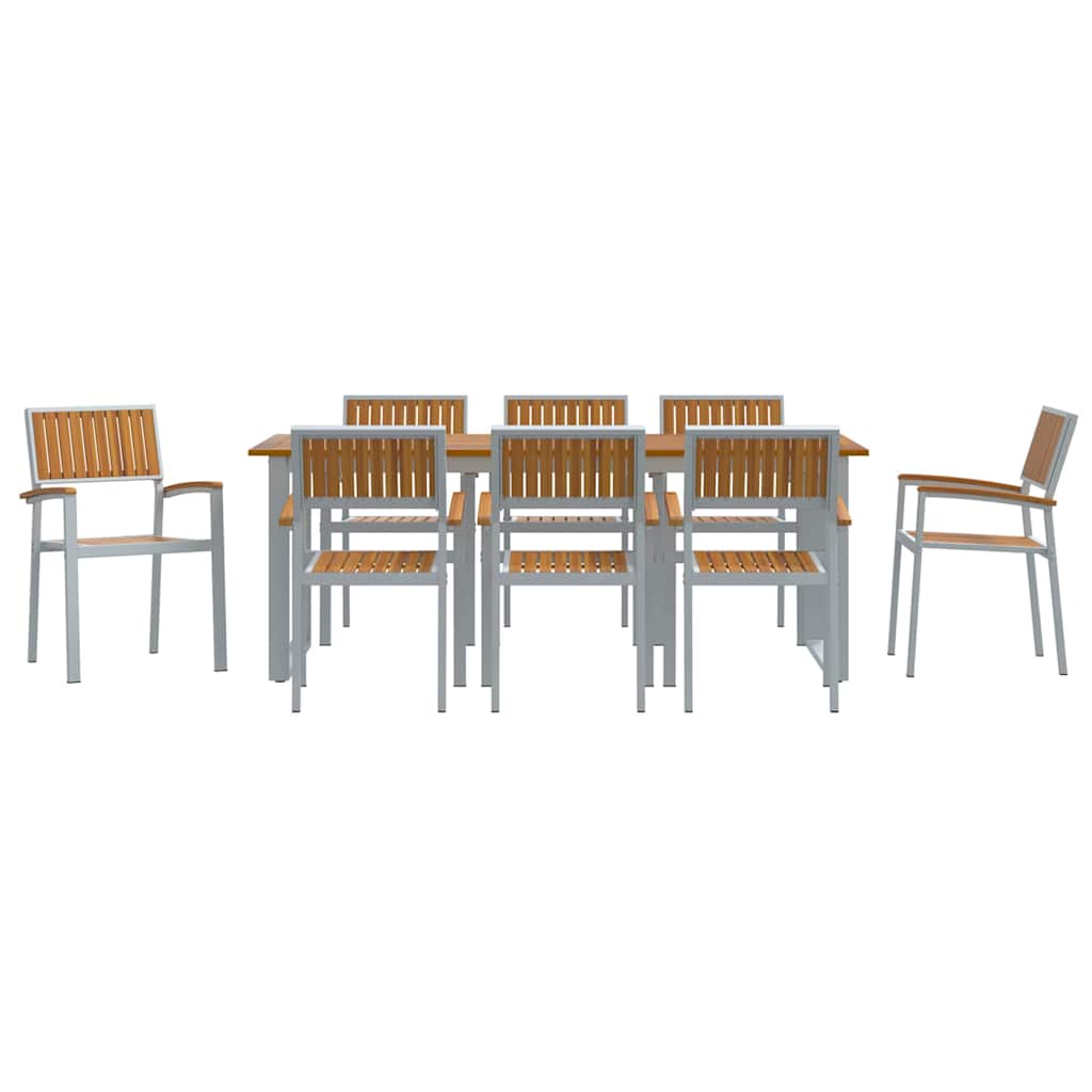 Garten Essgruppe 9 pcs Grau und Braun 200 x 90 x 75 cm
