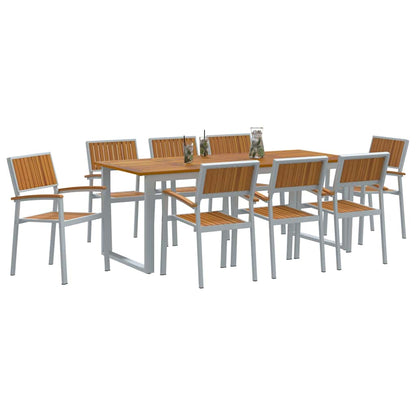 Garten Essgruppe 9 pcs Grau und Braun 200 x 90 x 75 cm
