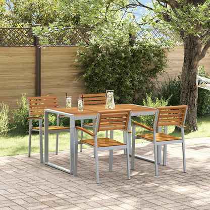Garten Essgruppe 5 pcs Grau und Braun Akazie Massivholz