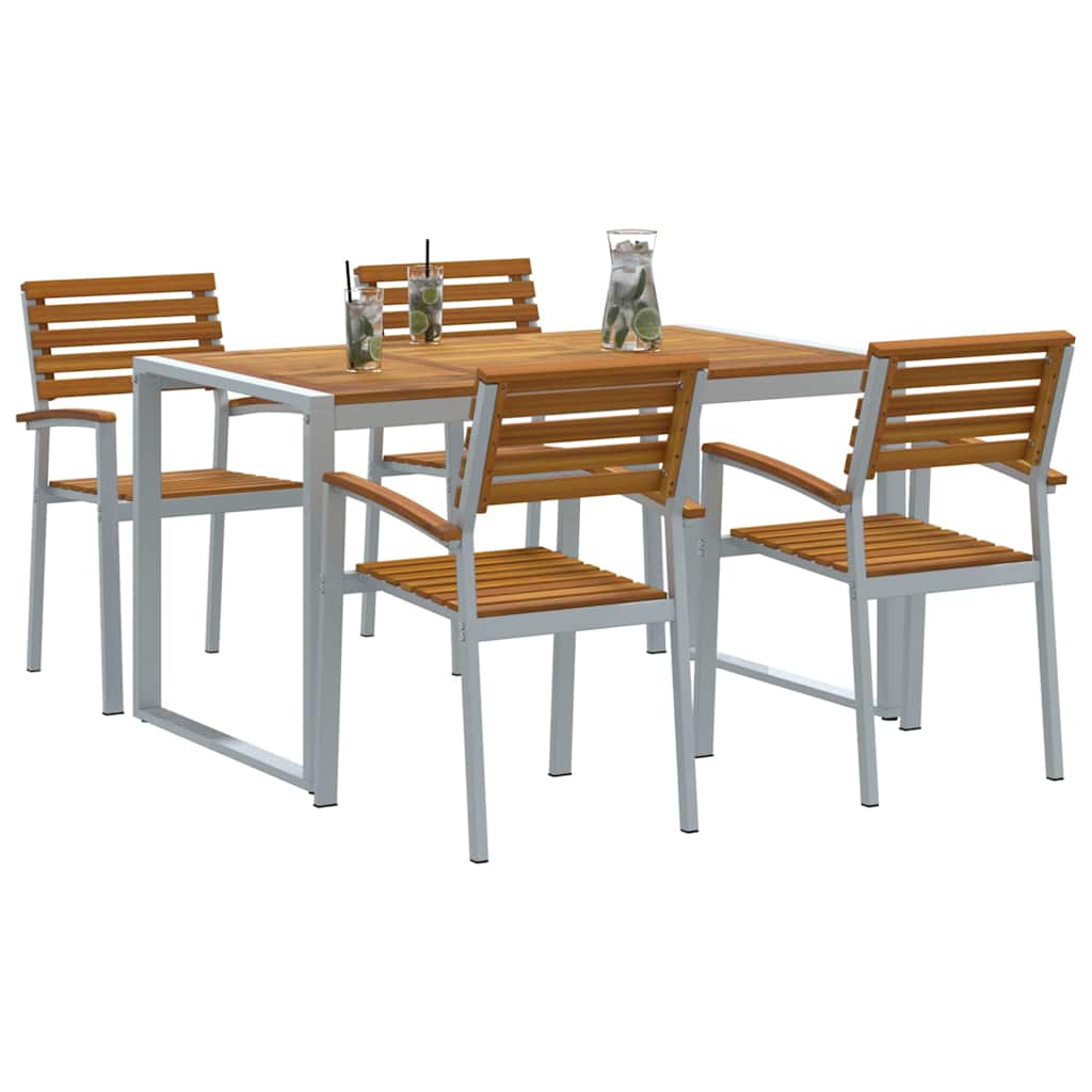 Garten Essgruppe 5 pcs Grau und Braun Akazie Massivholz