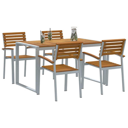 Garten Essgruppe 5 pcs Grau und Braun Akazie Massivholz