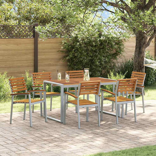 Garten Essgruppe 7 pcs Grau und Braun Akazie Massivholz