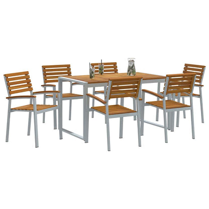 Garten Essgruppe 7 pcs Grau und Braun Akazie Massivholz