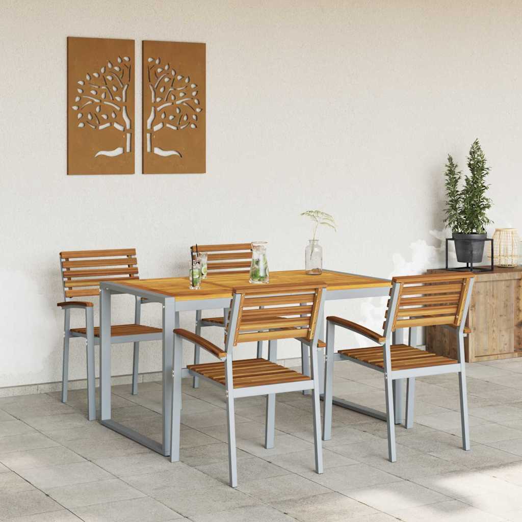 Garten Essgruppe 5 pcs Grau und Braun Akazie Massivholz