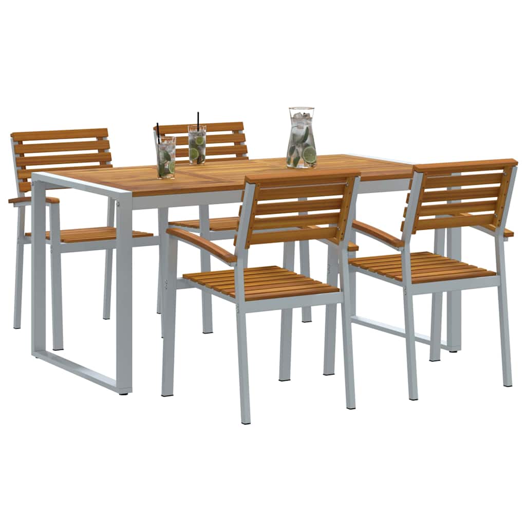 Garten Essgruppe 5 pcs Grau und Braun Akazie Massivholz