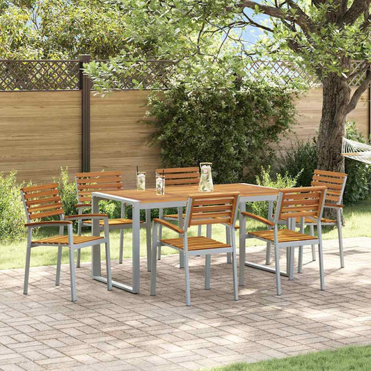 Garten Essgruppe 7 pcs Grau und Braun Akazie Massivholz