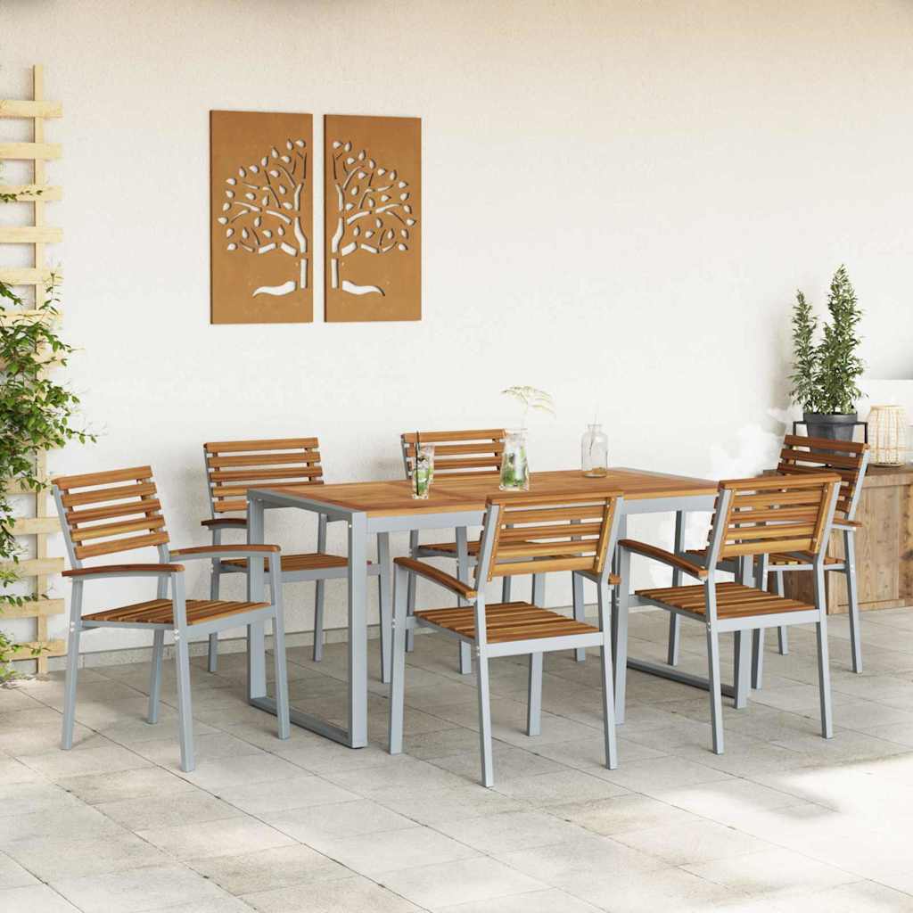 Garten Essgruppe 7 pcs Grau und Braun Akazie Massivholz