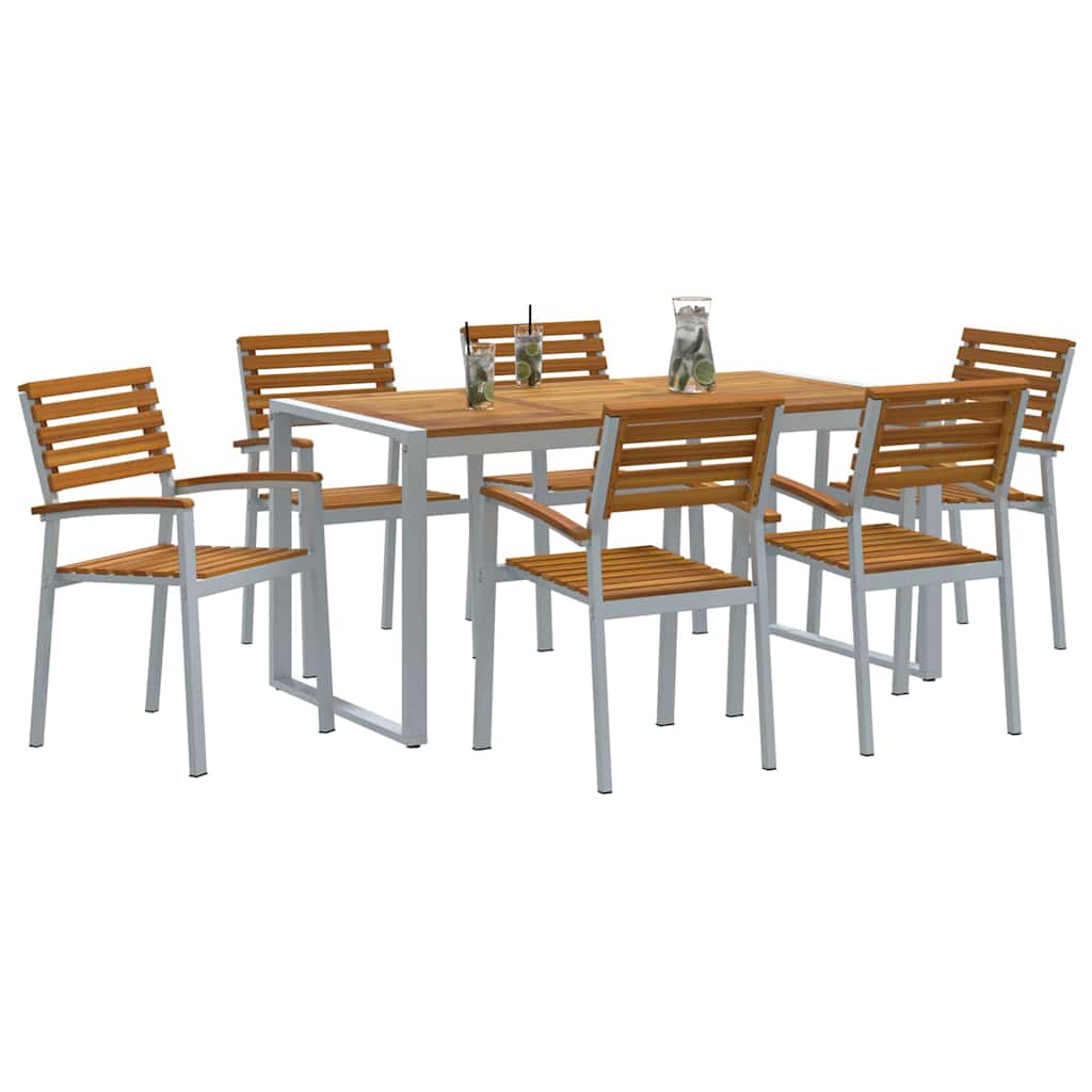 Garten Essgruppe 7 pcs Grau und Braun Akazie Massivholz