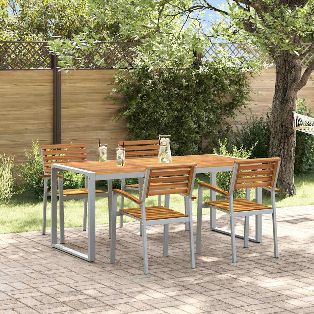 Garten Essgruppe 5 pcs Grau und Braun Akazie Massivholz