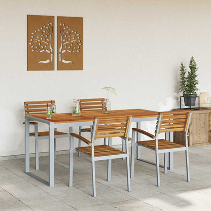 Garten Essgruppe 5 pcs Grau und Braun Akazie Massivholz