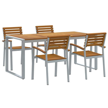 Garten Essgruppe 5 pcs Grau und Braun Akazie Massivholz