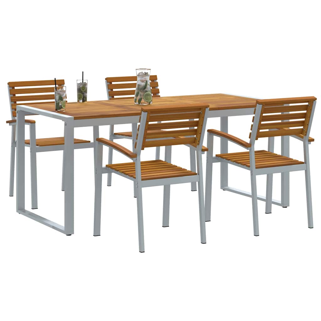 Garten Essgruppe 5 pcs Grau und Braun Akazie Massivholz