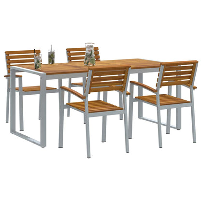 Garten Essgruppe 5 pcs Grau und Braun Akazie Massivholz
