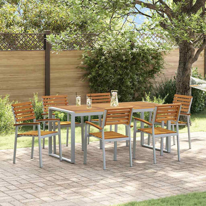 Garten Essgruppe 7 pcs Grau und Braun Akazie Massivholz