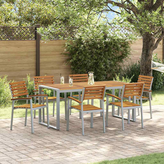 Garten Essgruppe 7 pcs Grau und Braun Akazie Massivholz