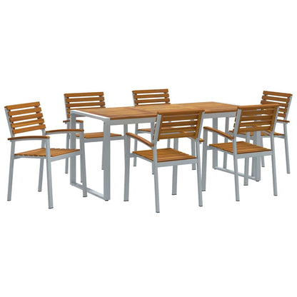 Garten Essgruppe 7 pcs Grau und Braun Akazie Massivholz