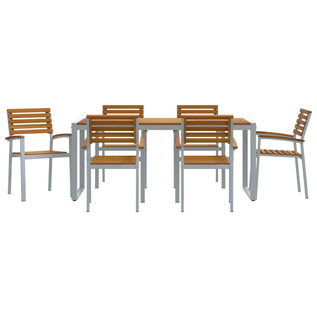 Garten Essgruppe 7 pcs Grau und Braun Akazie Massivholz