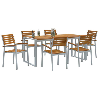 Garten Essgruppe 7 pcs Grau und Braun Akazie Massivholz