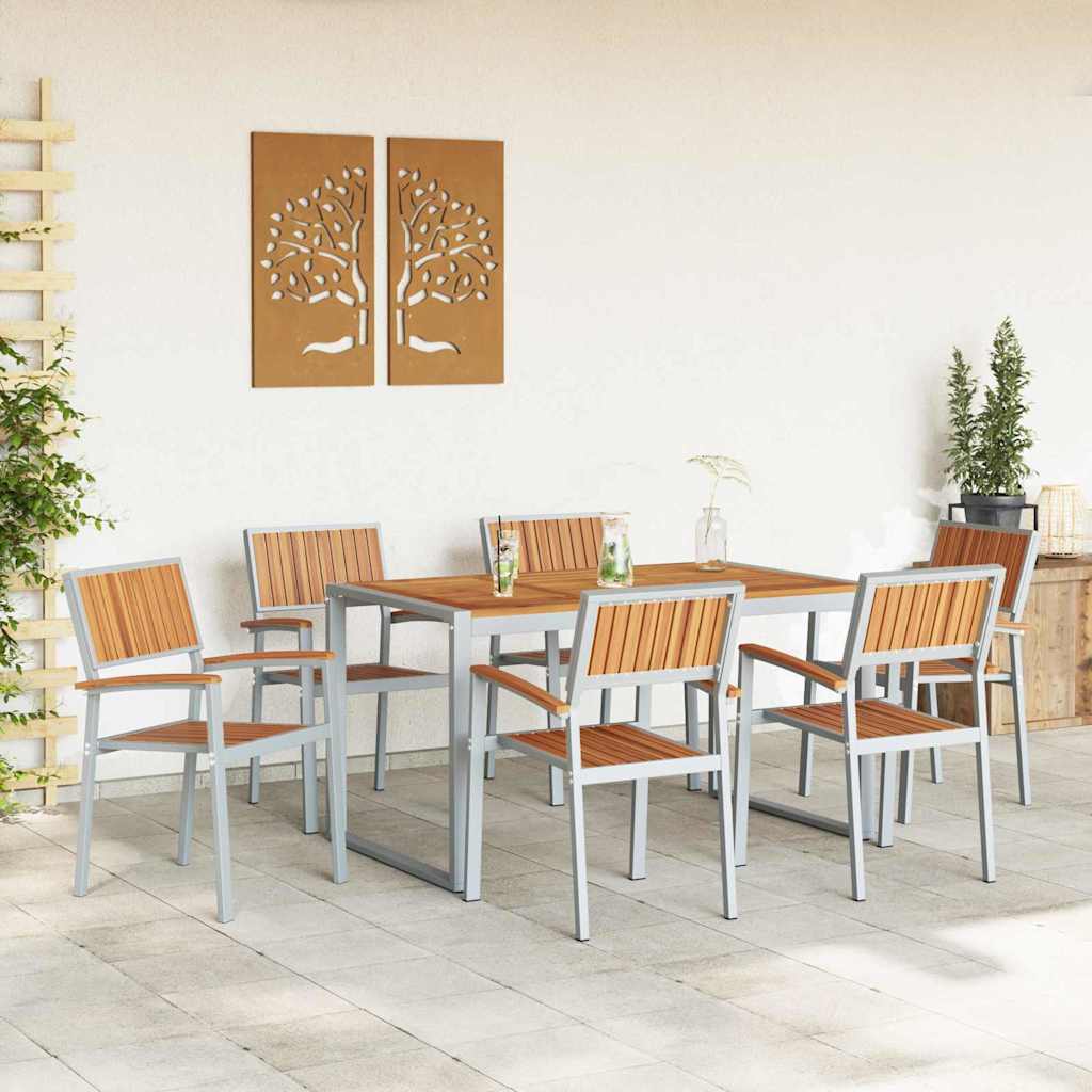 Garten Essgruppe 7 pcs Grau und Braun 140 x 80 x 75 cm